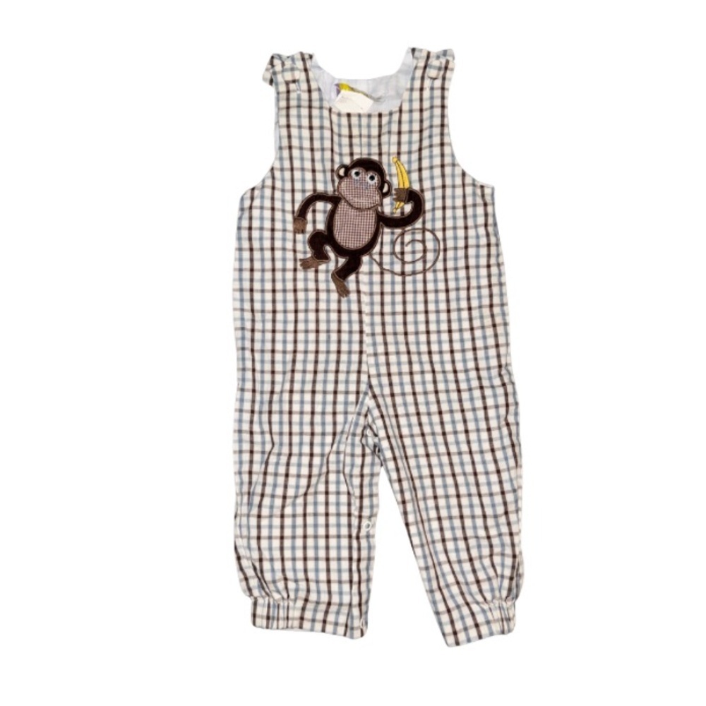Brown Plaid Monkey Overalls